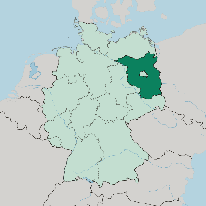 Map showing Brandenburg — In Germany