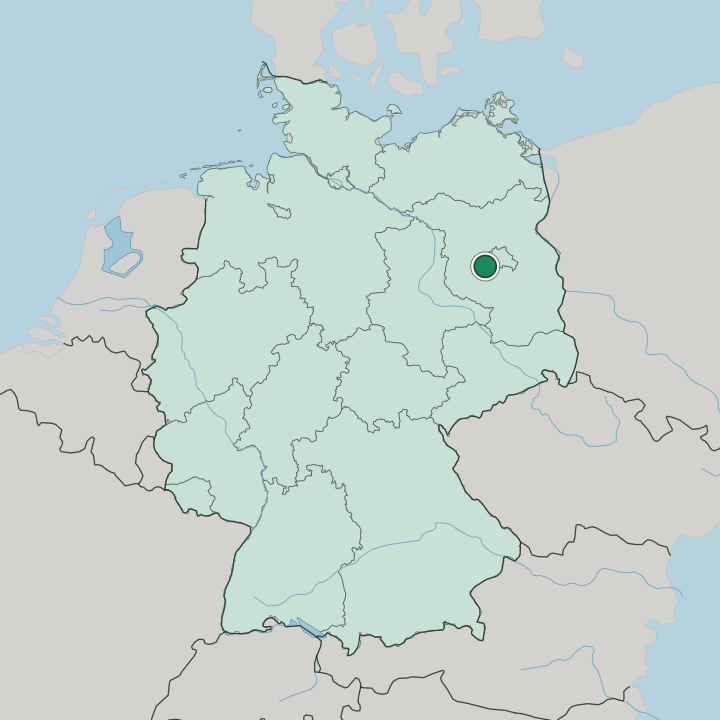 Map showing Potsdam — In Germany