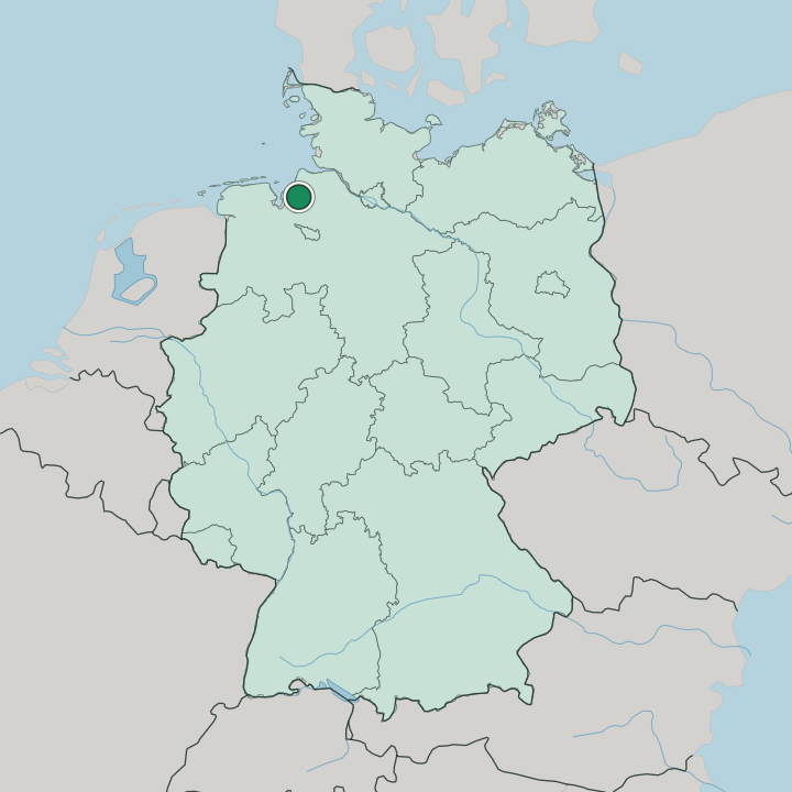 Map showing Bremerhaven — In Germany