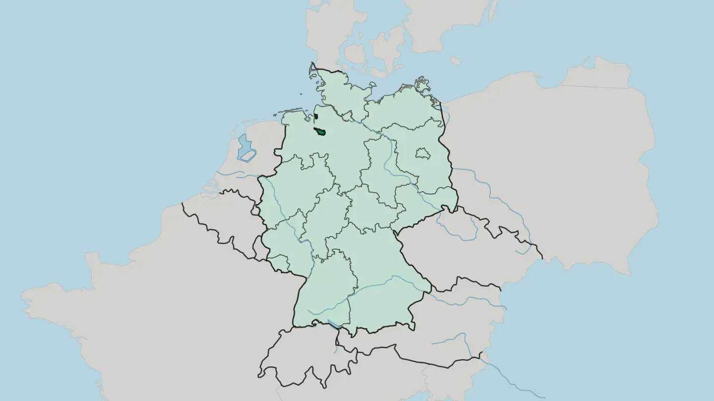 Map of Bremen in Germany