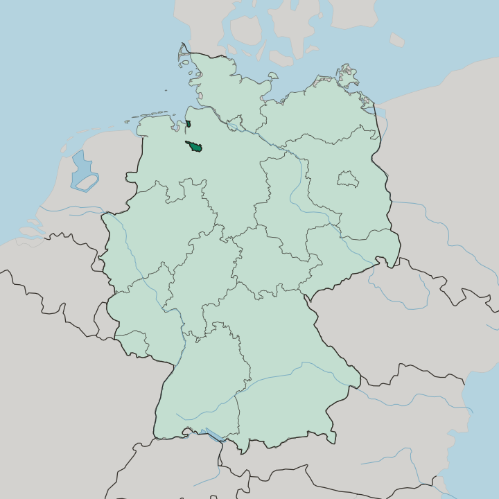 Map showing Bremen — In Germany