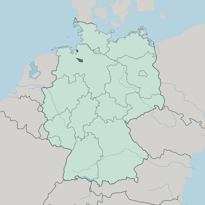 Map showing Bremen — In Germany