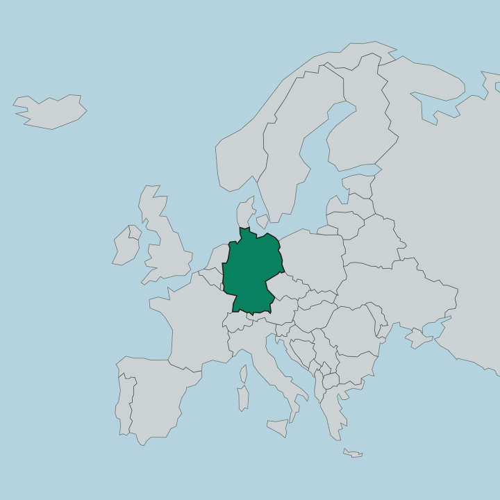 Map showing Germany — In Europe