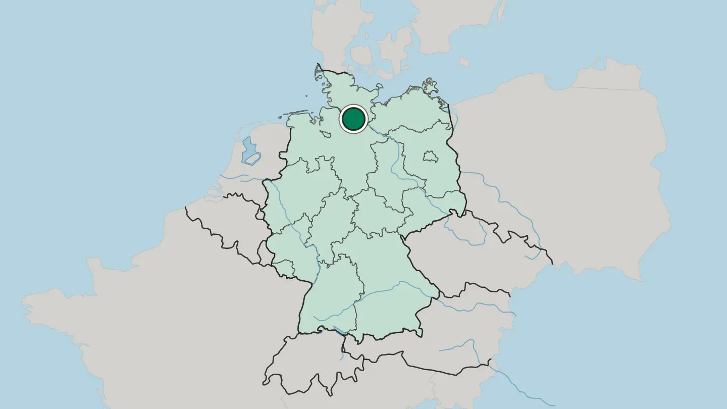 Map of Hamburg in Germany