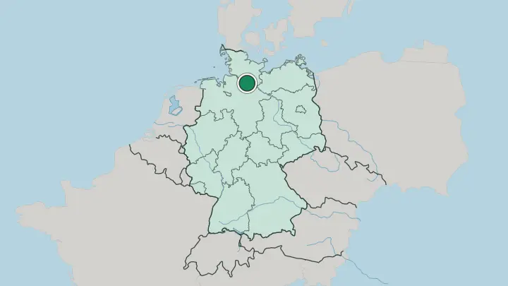 Map of Hamburg in Germany