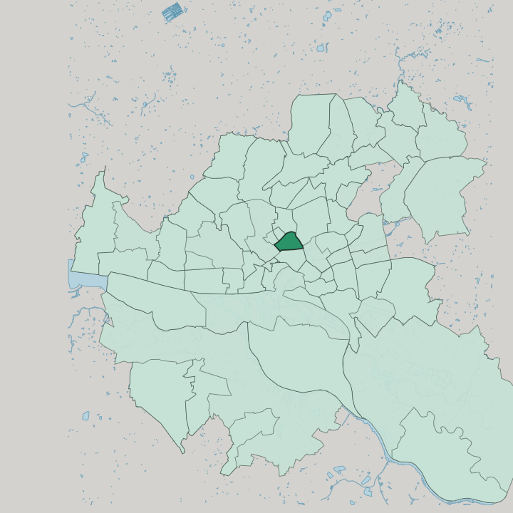 Map showing Harvestehude — In Hamburg