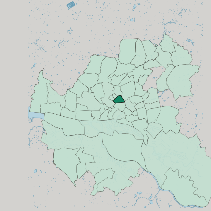 Map showing Harvestehude — In Hamburg