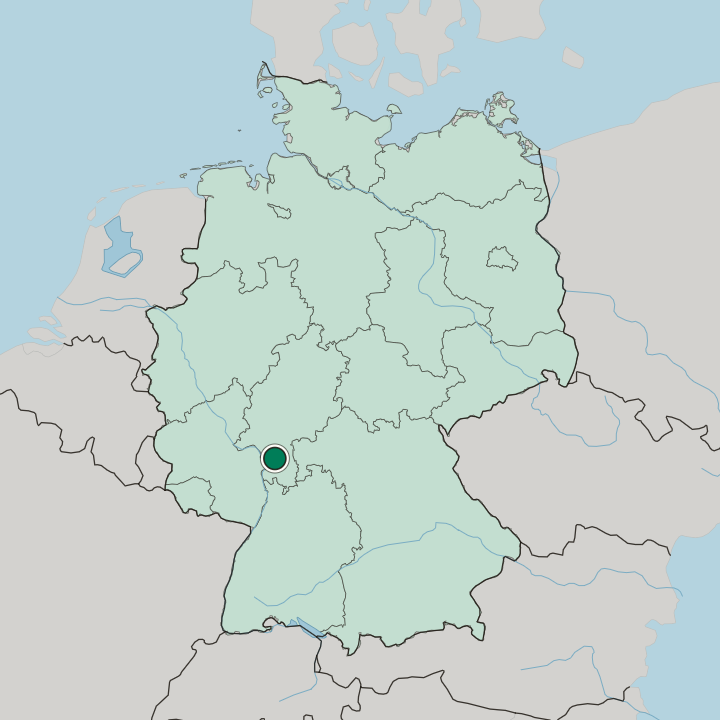 Map showing Darmstadt — In Germany