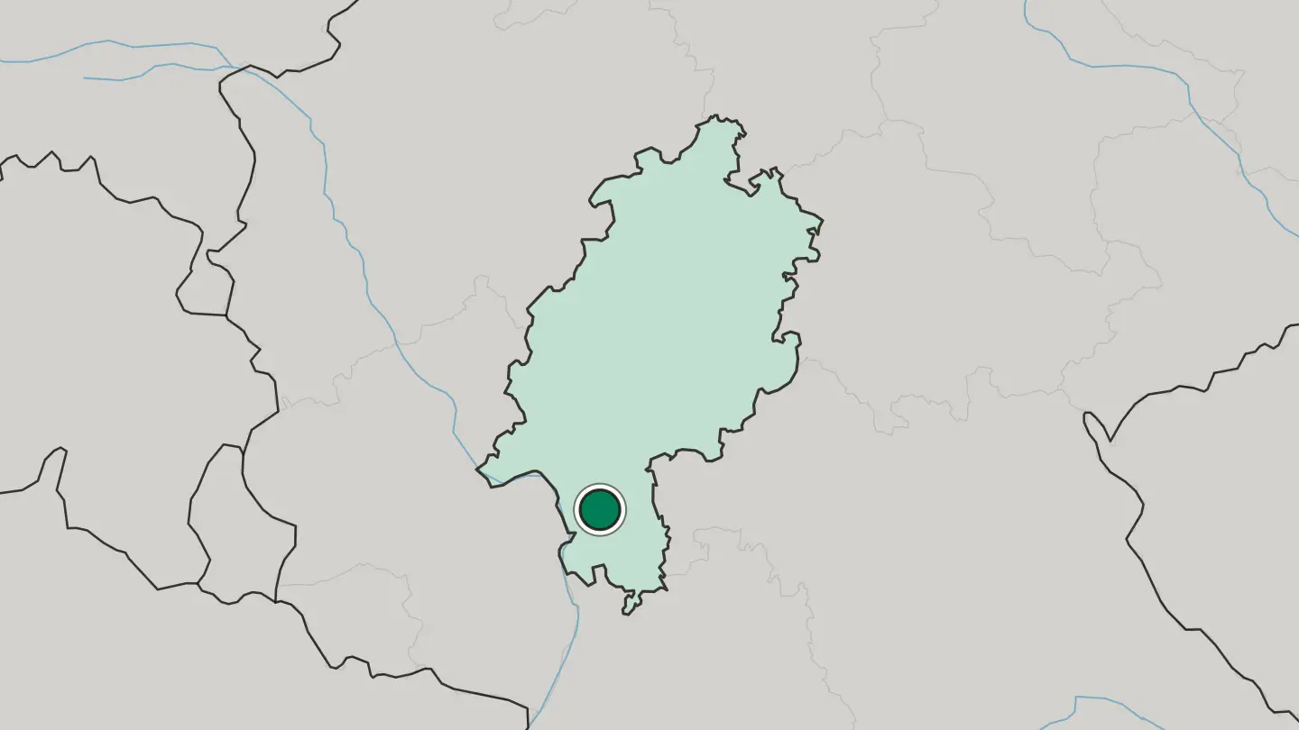 Map of Darmstadt in Germany