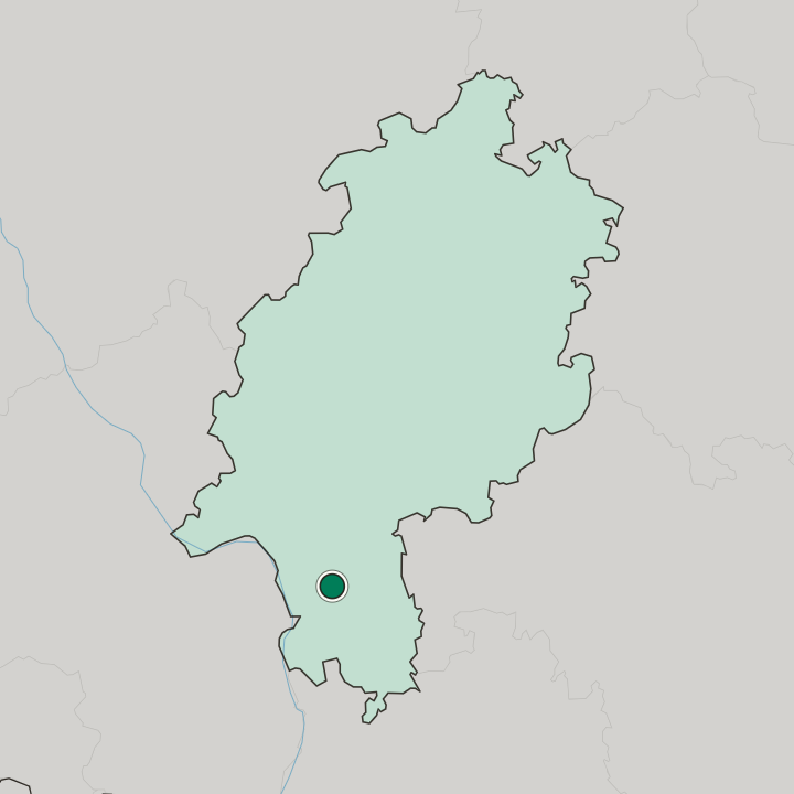 Map showing Darmstadt — In Hessen