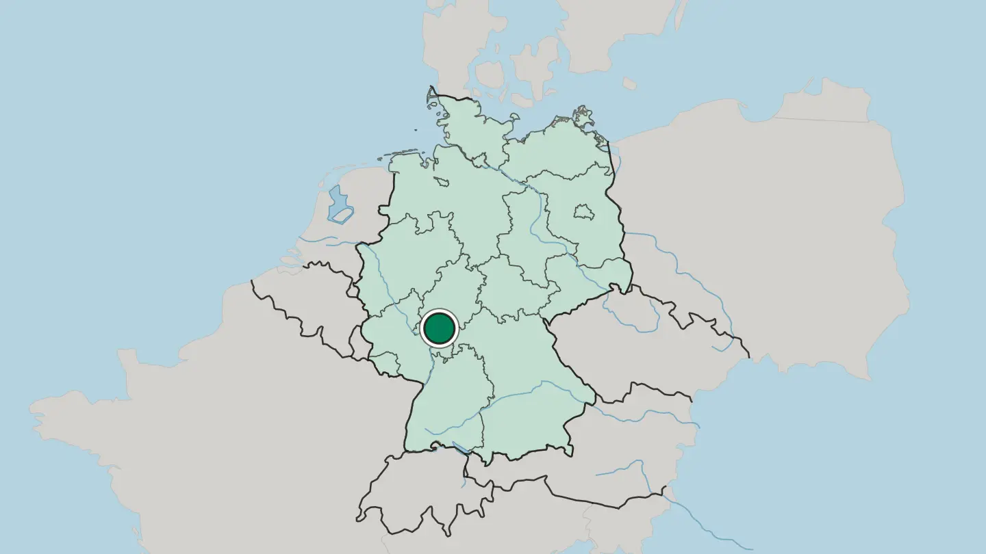 Map of Frankfurt am Main in Germany