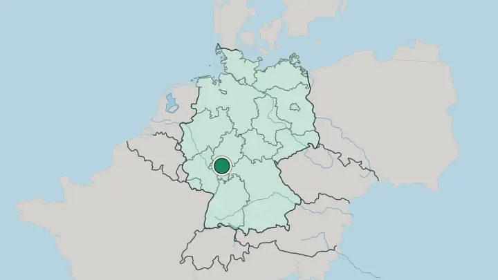 Map of Frankfurt am Main in Germany