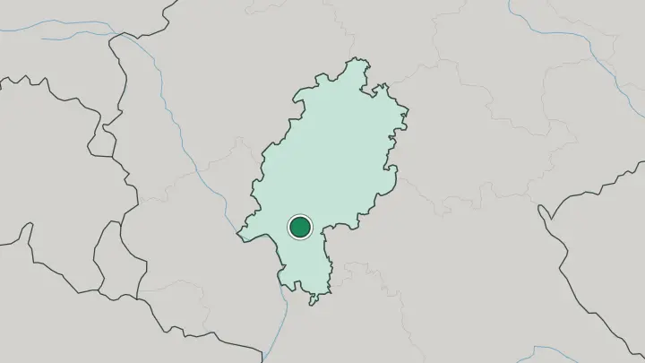 Map of Frankfurt am Main in Germany