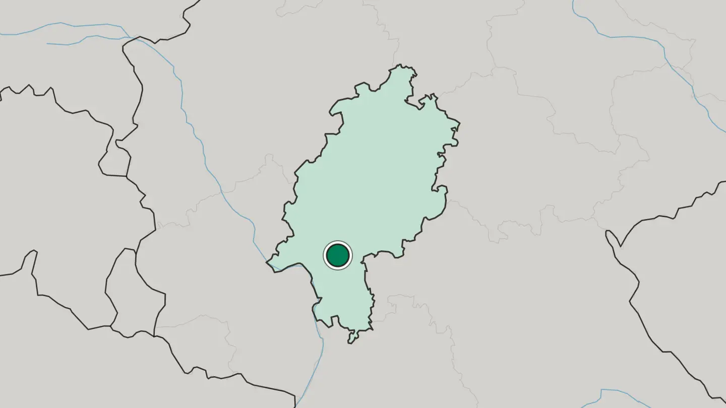 Map of Frankfurt am Main in Germany