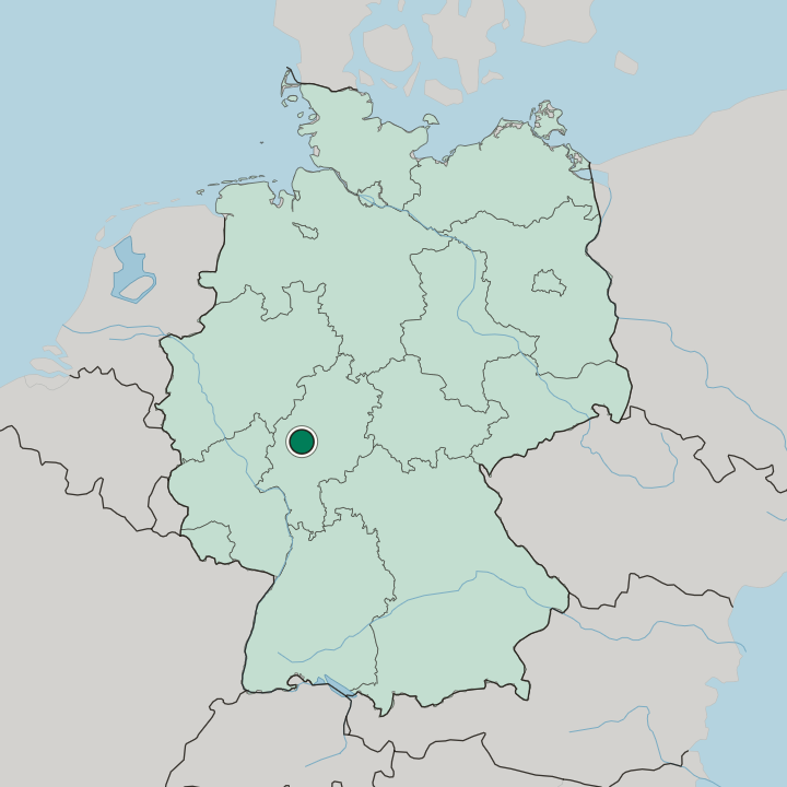 Map showing Gießen — In Germany