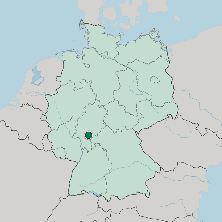 Map showing Hanau am Main — In Germany