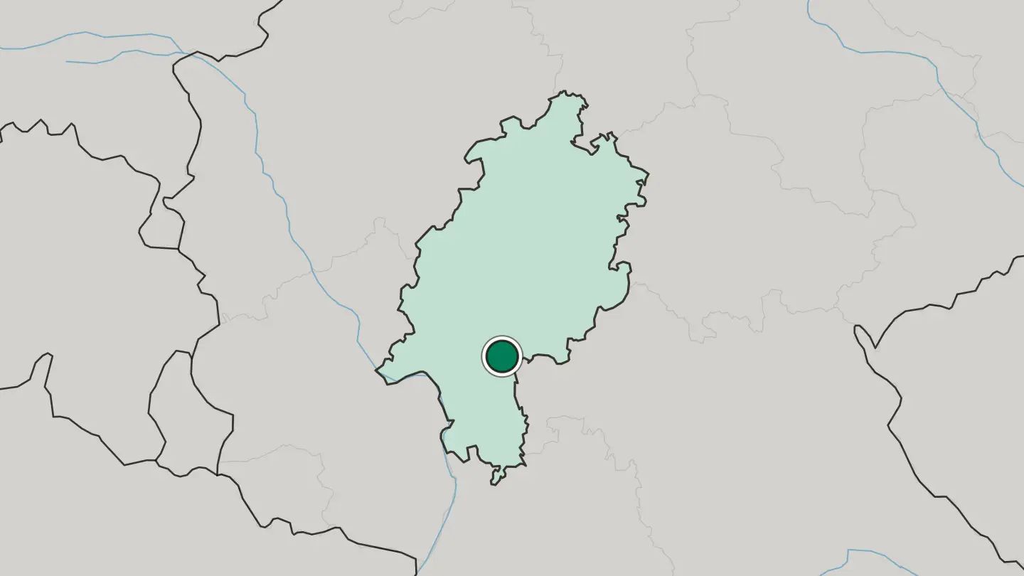 Map of Hanau am Main in Germany