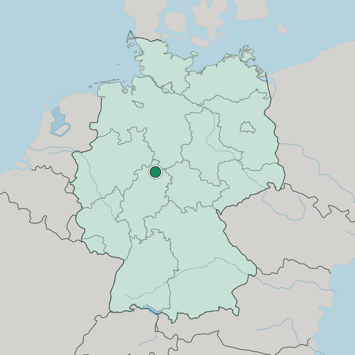 Map showing Kassel — In Germany