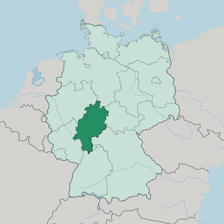 Map showing Hessen — In Germany