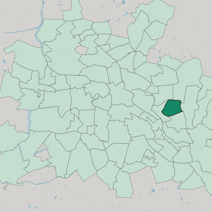 Map showing Friedrichsfelde — In Berlin