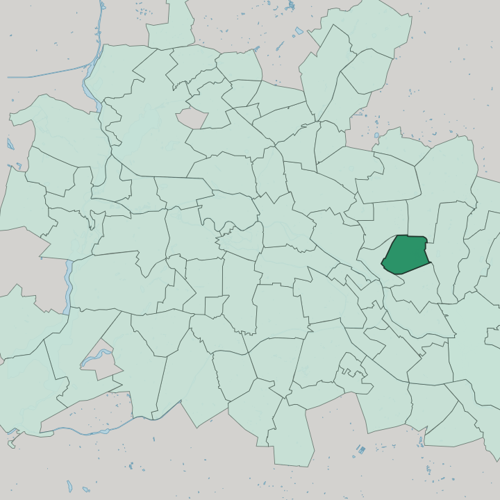 Map showing Friedrichsfelde — In Berlin