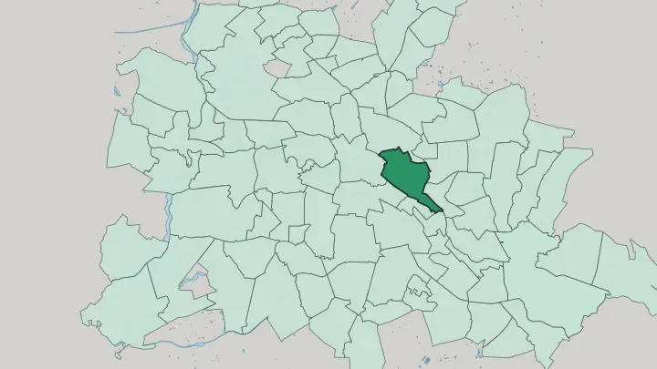 Map of Friedrichshain in Berlin