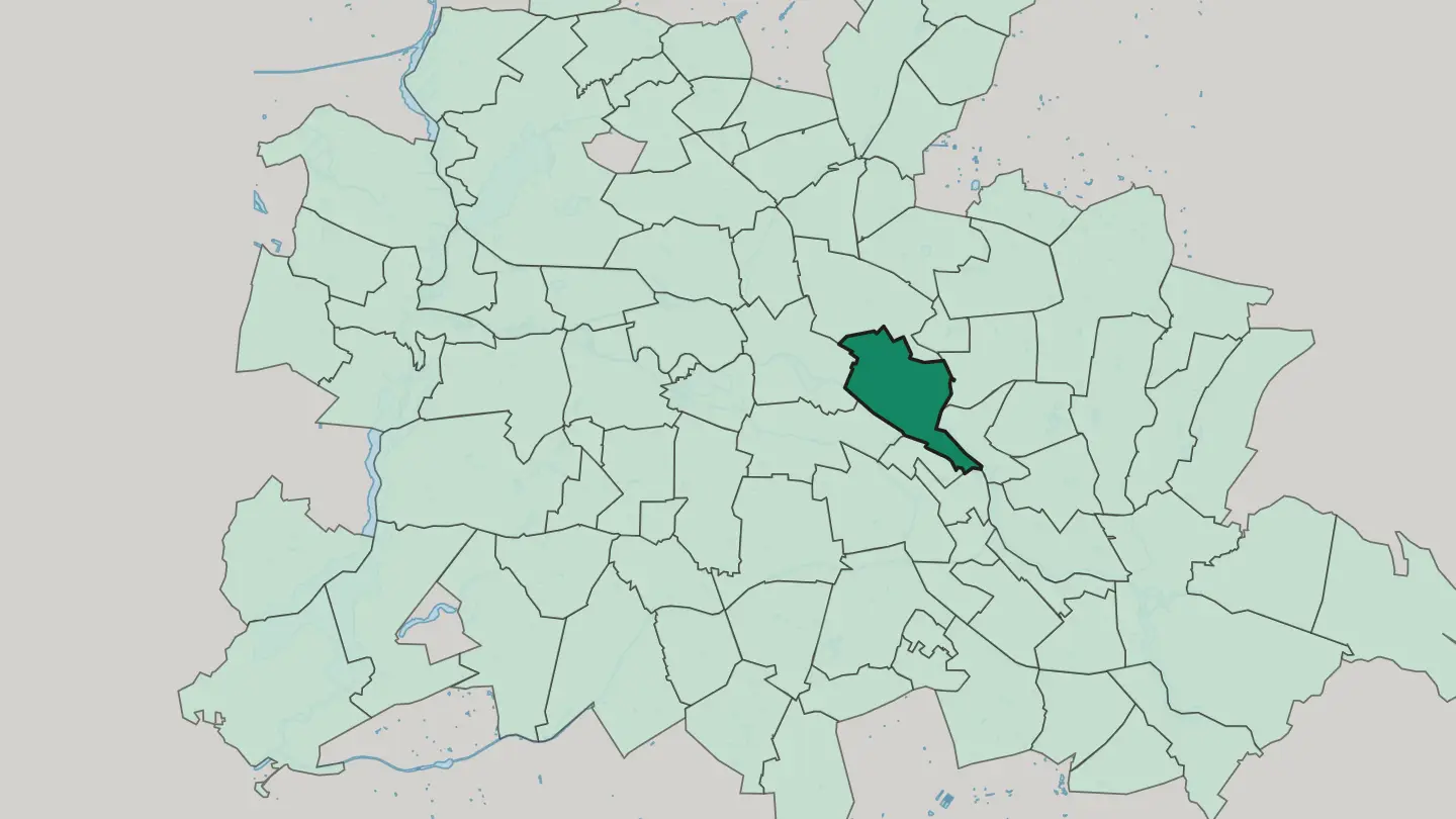 Map of Friedrichshain in Berlin
