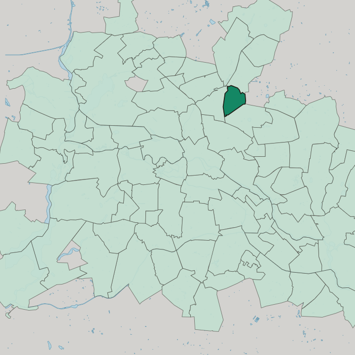 Map showing Heinersdorf — In Berlin