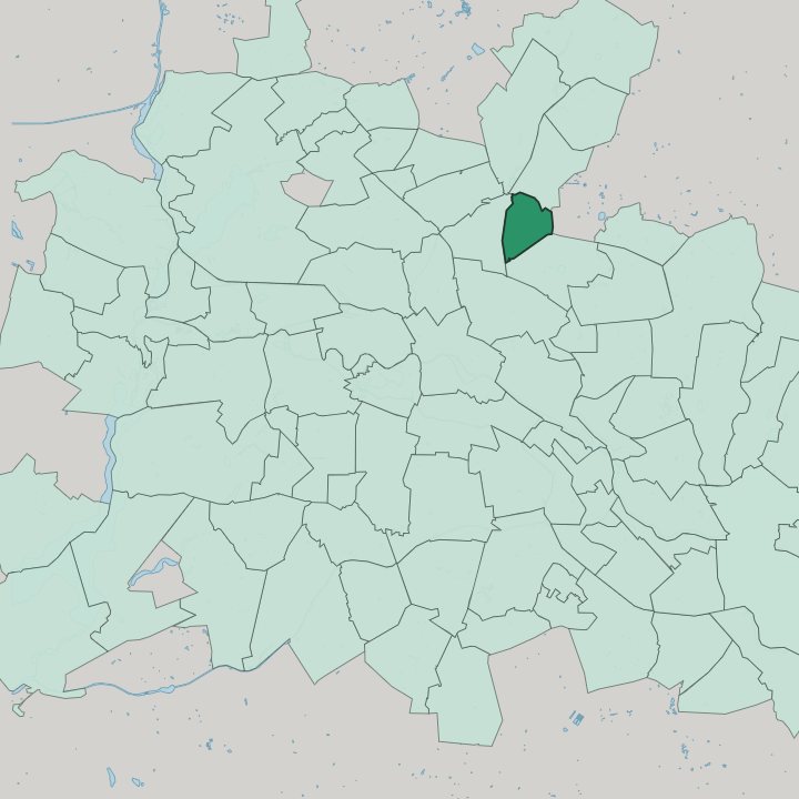 Map showing Heinersdorf — In Berlin