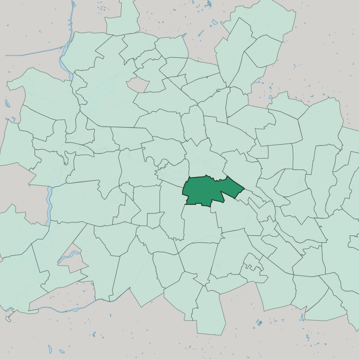Map showing Kreuzberg — In Berlin