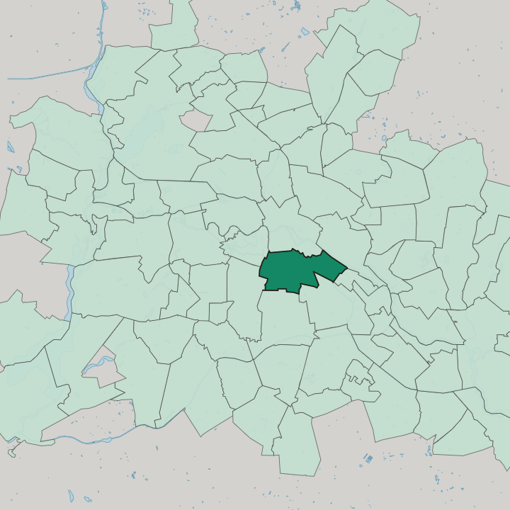 Map showing Kreuzberg — In Berlin
