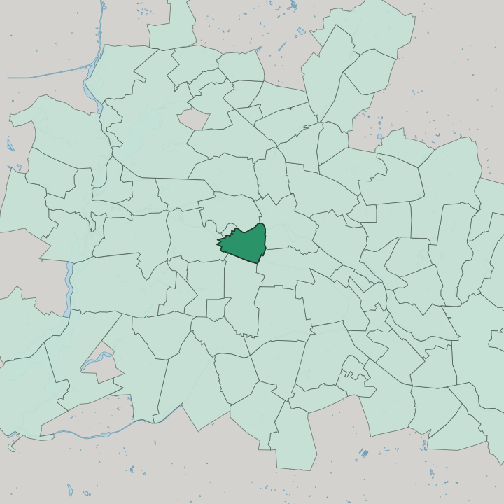 Map showing Tiergarten — In Berlin
