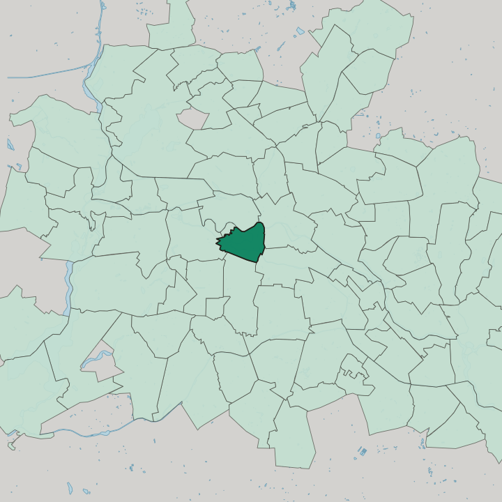 Map showing Tiergarten — In Berlin