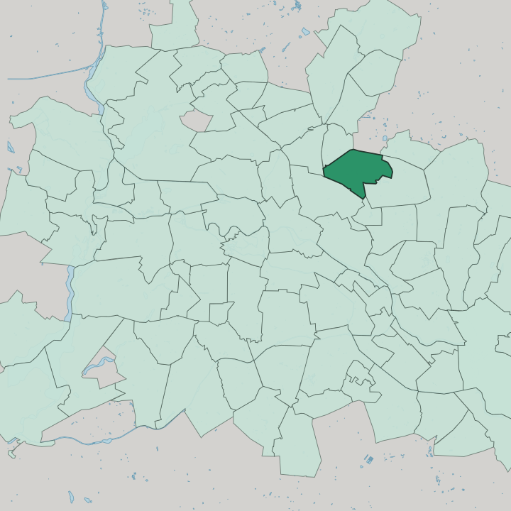 Map showing Weißensee — In Berlin