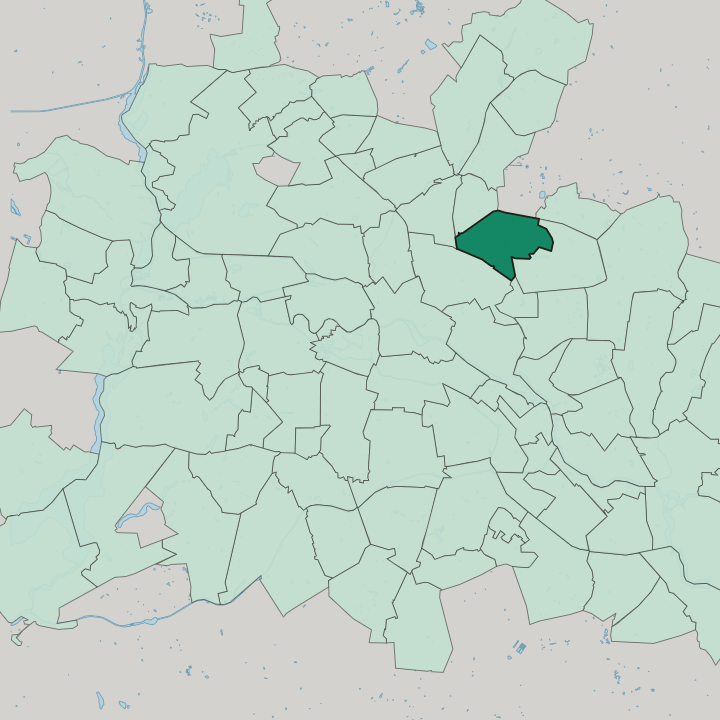 Map showing Weißensee — In Berlin