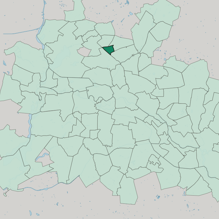 Map showing Wilhelmsruh — In Berlin
