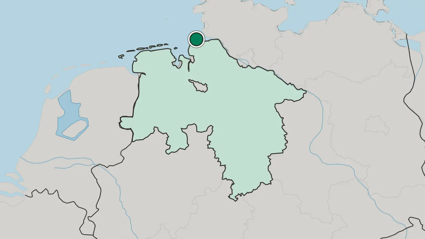 Map of Cuxhaven in Germany