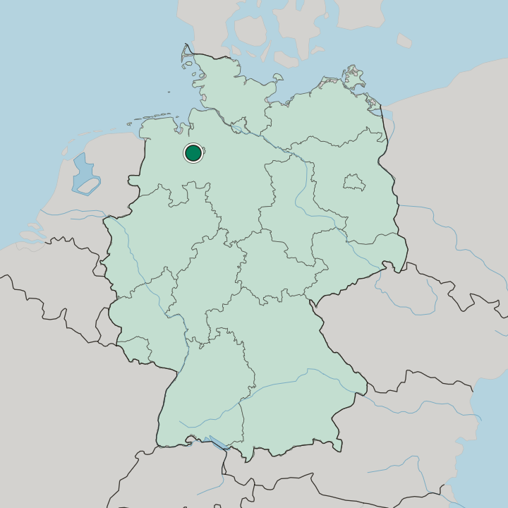Map showing Delmenhorst — In Germany