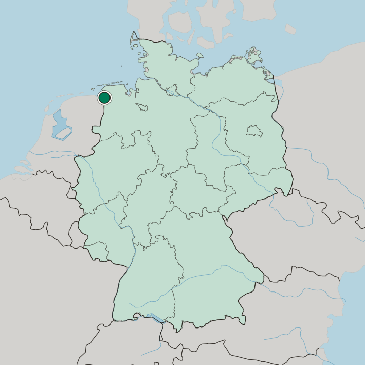 Map showing Emden — In Germany