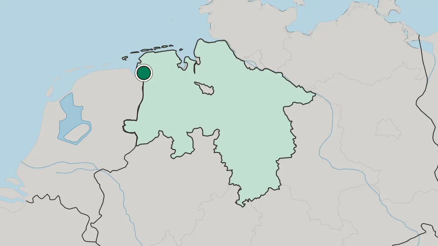 Map of Emden in Germany