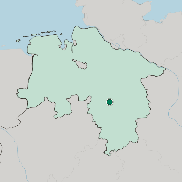 Map showing Hannover — In Lower Saxony