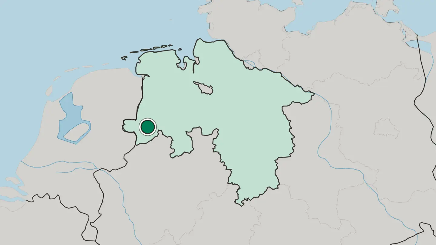 Map of Lingen in Germany