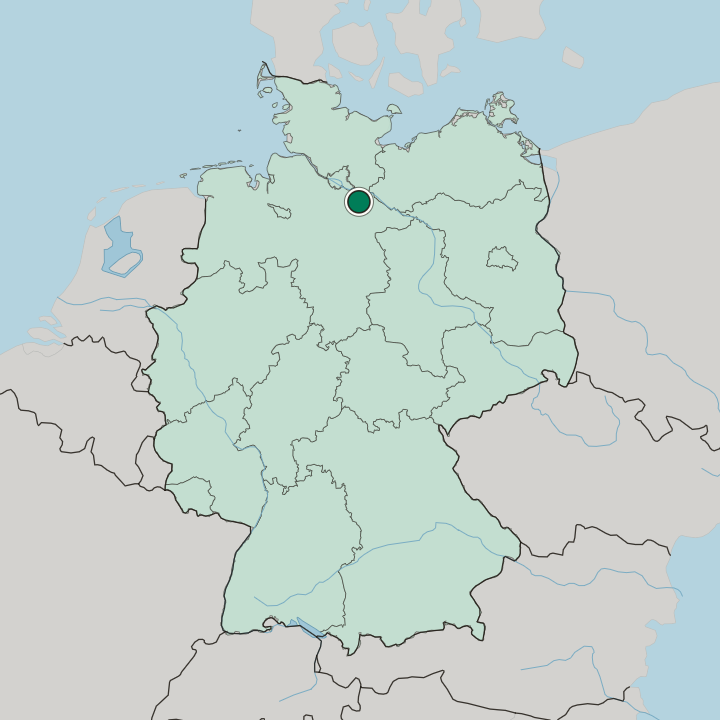 Map showing Lüneburg — In Germany