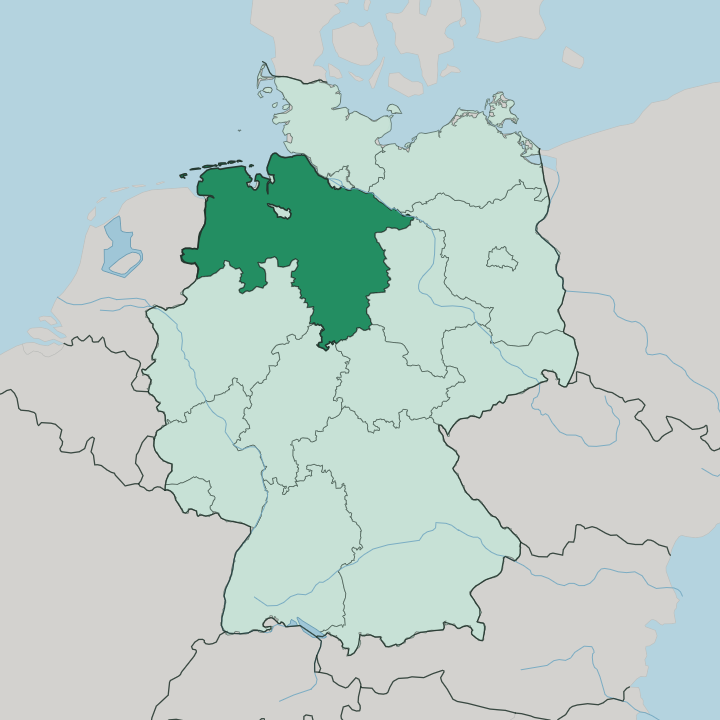Map showing Lower Saxony — In Germany