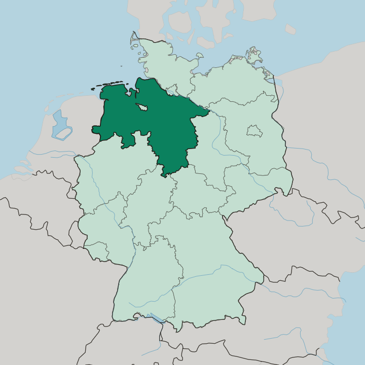 Map showing Lower Saxony — In Germany