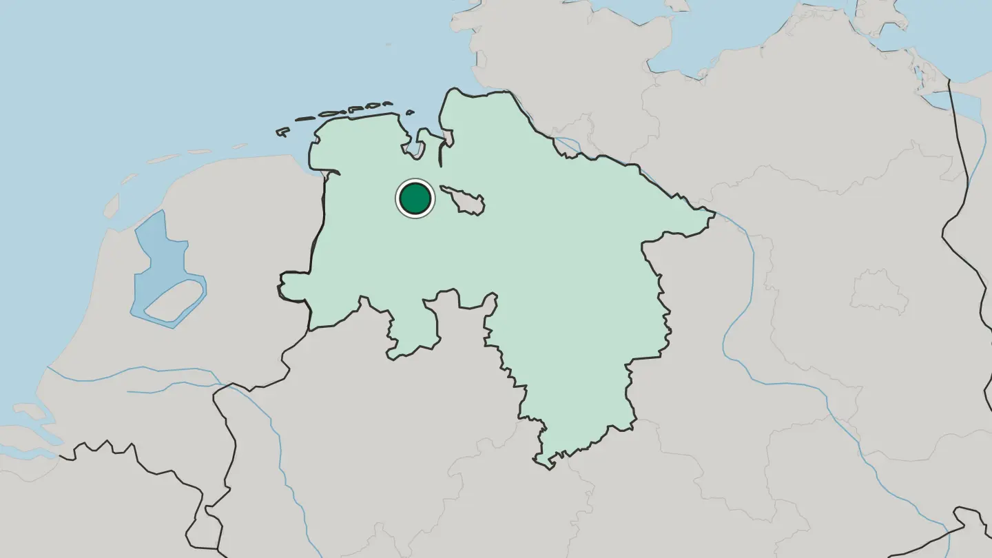 Map of Oldenburg in Germany