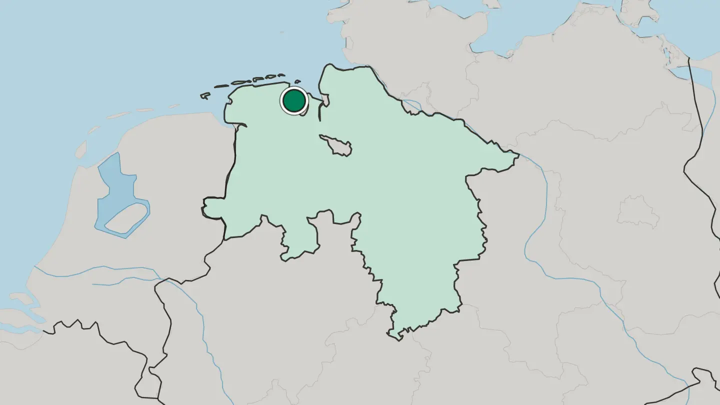 Map of Wilhelmshaven in Germany