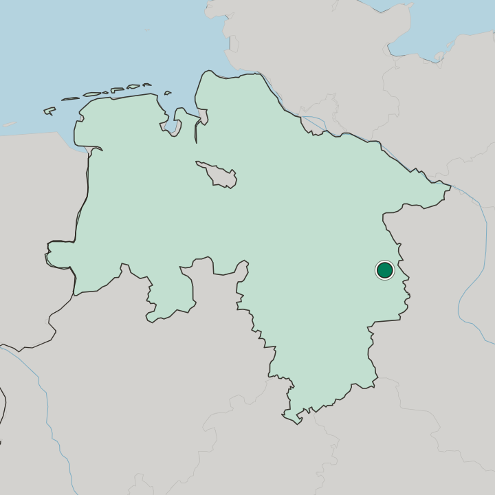 Map showing Wolfsburg — In Lower Saxony
