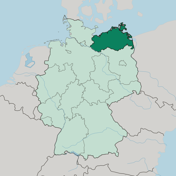 Map showing Mecklenburg-Western Pomerania — In Germany