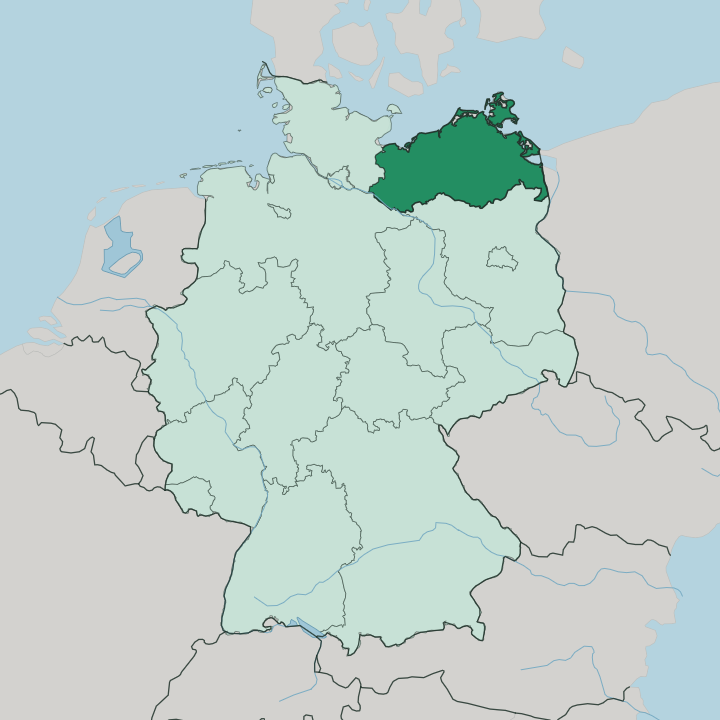 Map showing Mecklenburg-Western Pomerania — In Germany